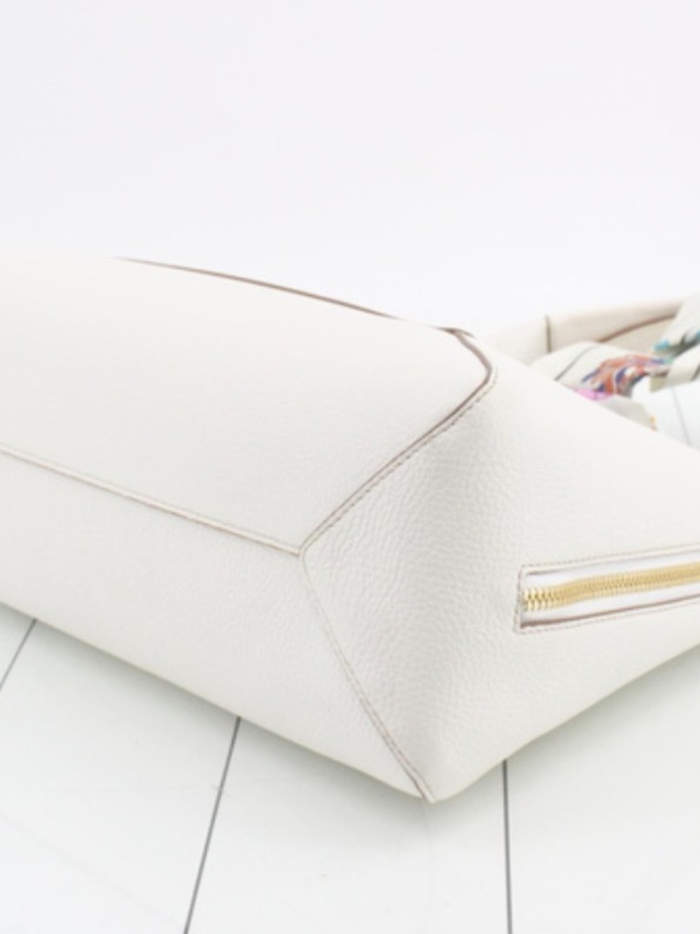 Furla Ivory Leather Hobo Bag with Scarf - Picture 8 of 9